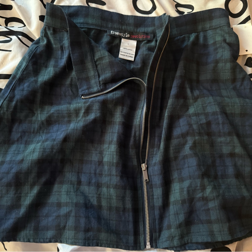 Plaid Zip-Up Skirt